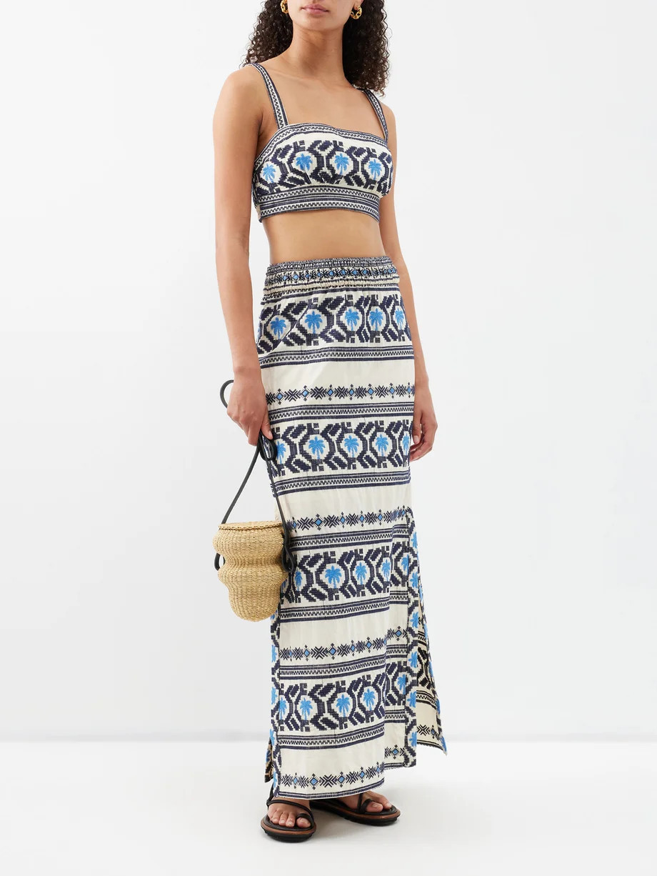 Namtrik palm-embroidery cotton-voile maxi skirt | Johanna Ortiz | Matches (US)