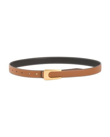 Leather Reversible Belt With Angular Asymmetrical Buckle | TJ Maxx