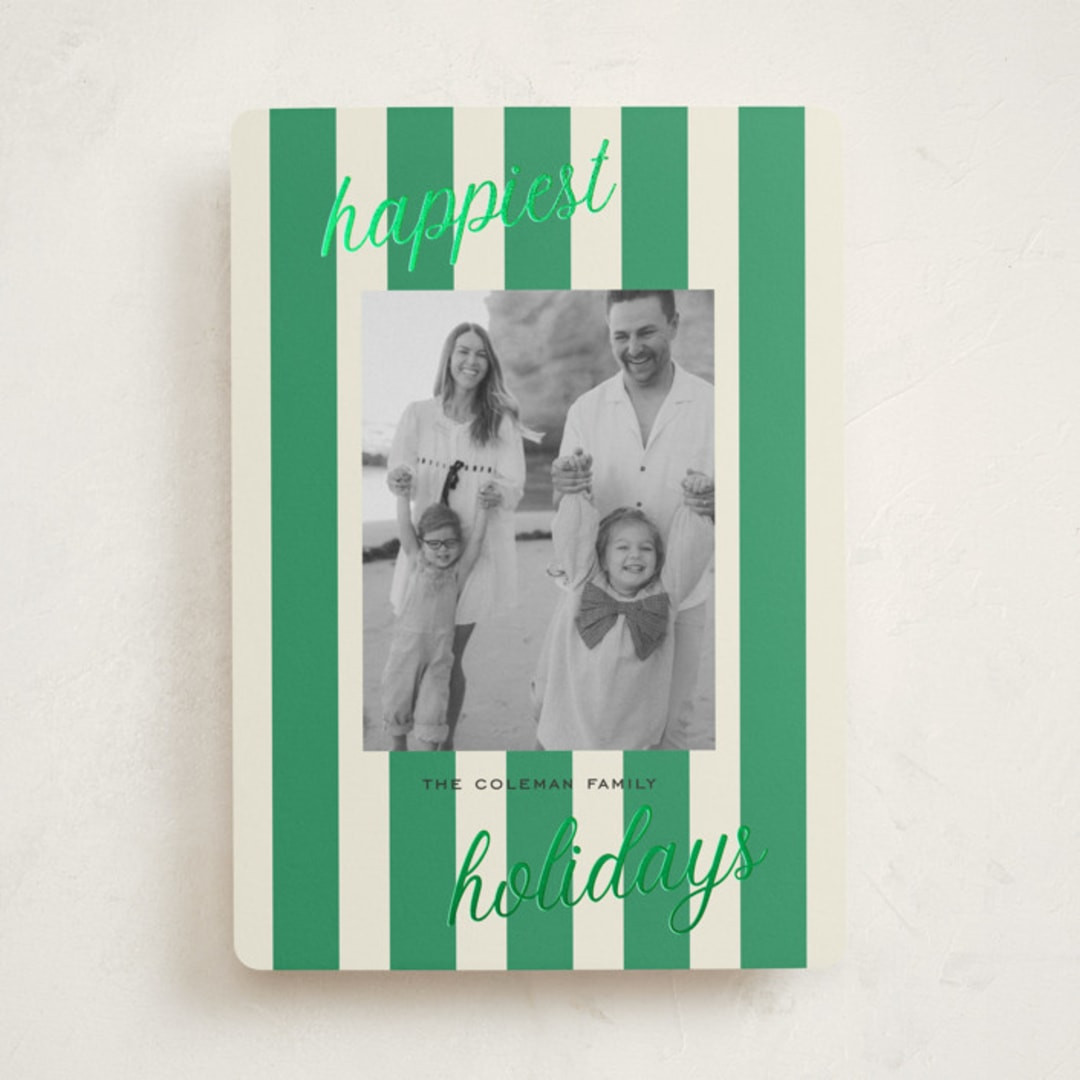 "Happiest Holidays" - Customizable Foil-pressed Holiday Cards in Red by Louise Kay. | Minted