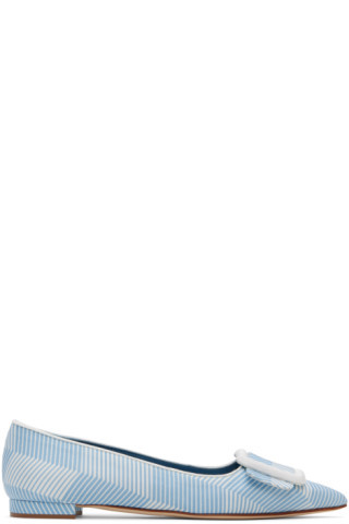 Blue & White Maysale Ballerina Flats | SSENSE
