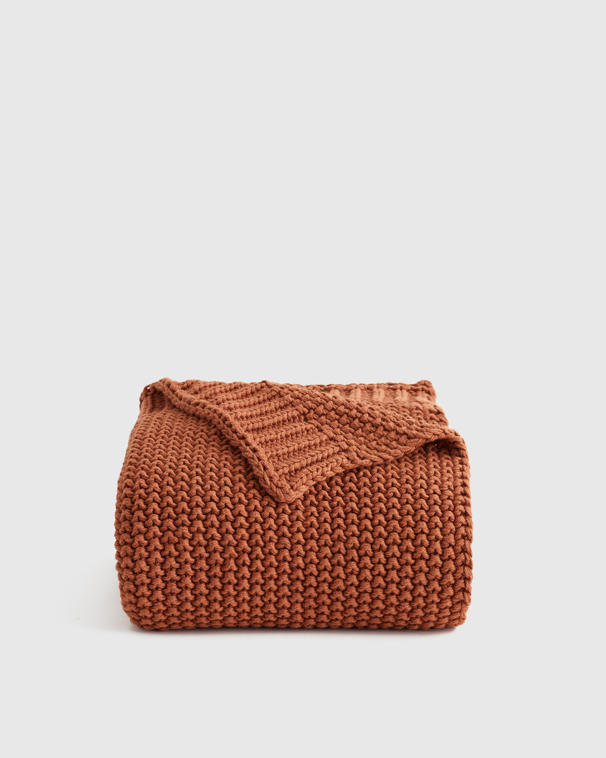 Quince | Cotton Fisherman Throw in Terracotta, Size 50x60 | Quince