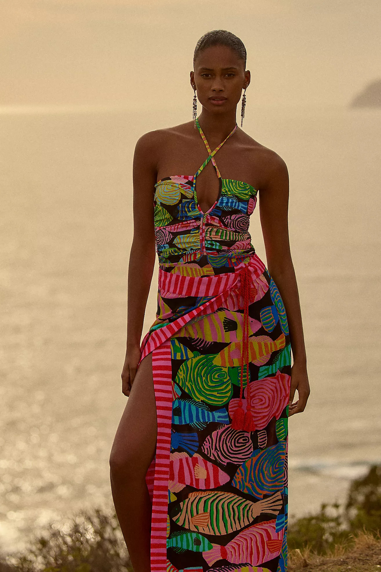 Farm Rio x Anthropologie Fish-Print Midi Skirt | Anthropologie (US)