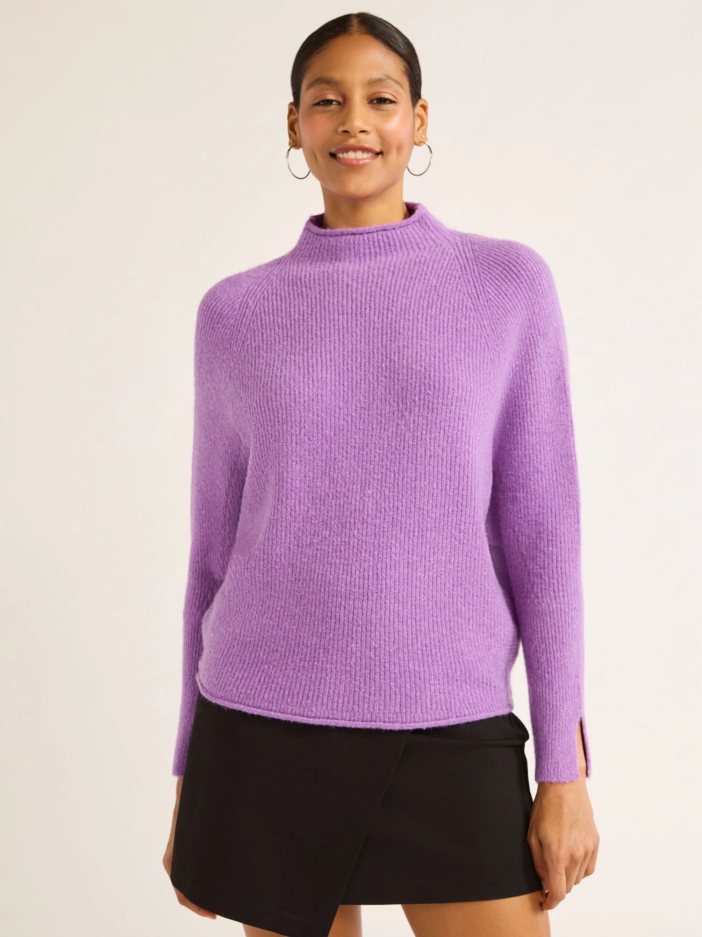 Scoop Women's Ribbed Mock Neck Sweater, Lightweight, Sizes XS-XXL | Walmart (US)