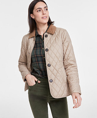 Barbour Women's Ombersley Quilted Corduroy-Collar Jacket, Created for Macy's - Macy's | Macy's