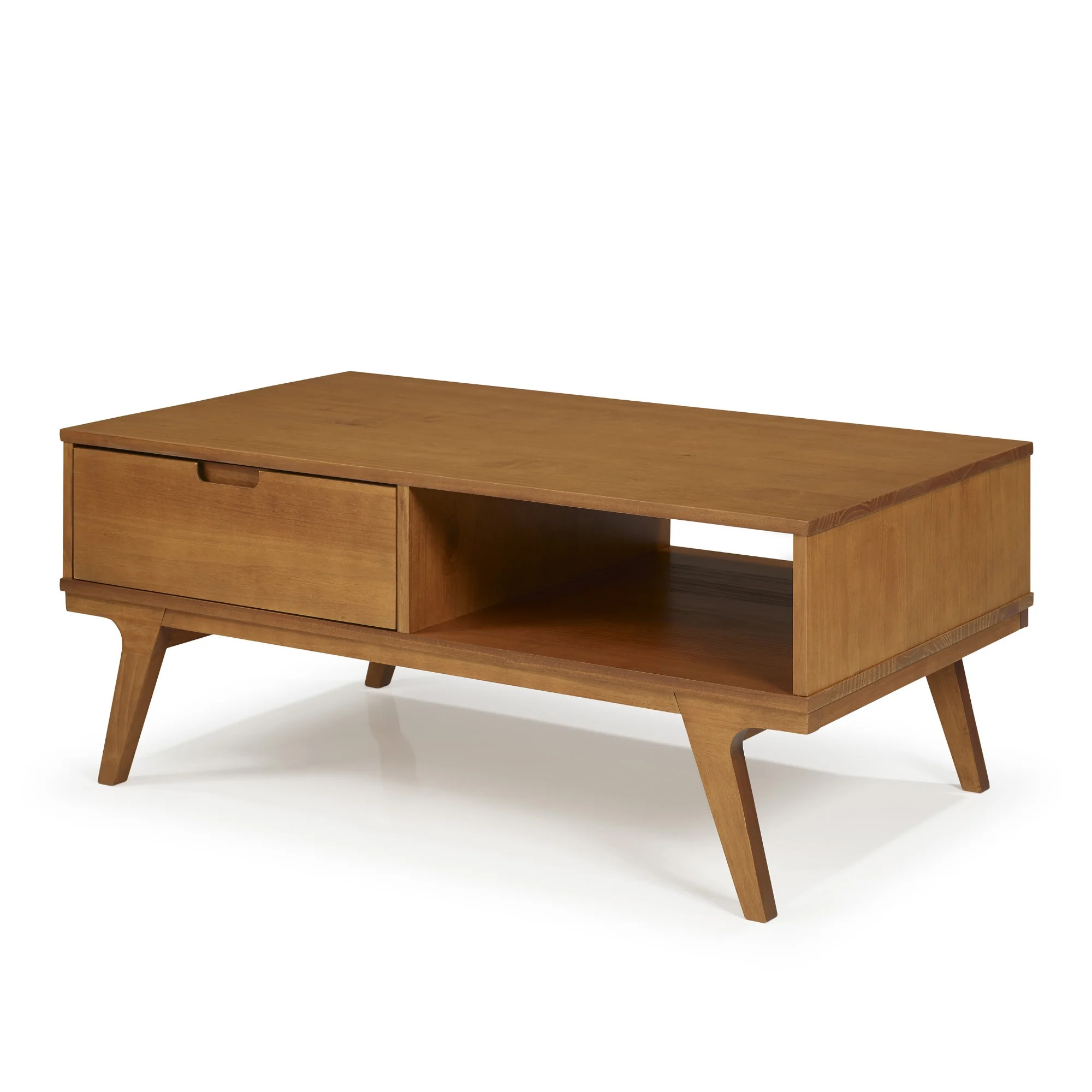 Mid Century Modern Caramel Brown Solid Wood Coffee Table by Manor Park - Walmart.com | Walmart (US)