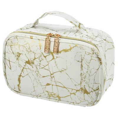 Unique Bargains Makeup Bag Cosmetic Travel Bag Make Up Brush Organizer Bag Marble Makeup Storage Toiletry Bag for Women White Gold Tone 8"x5"x4" 1 Pcs | Target
