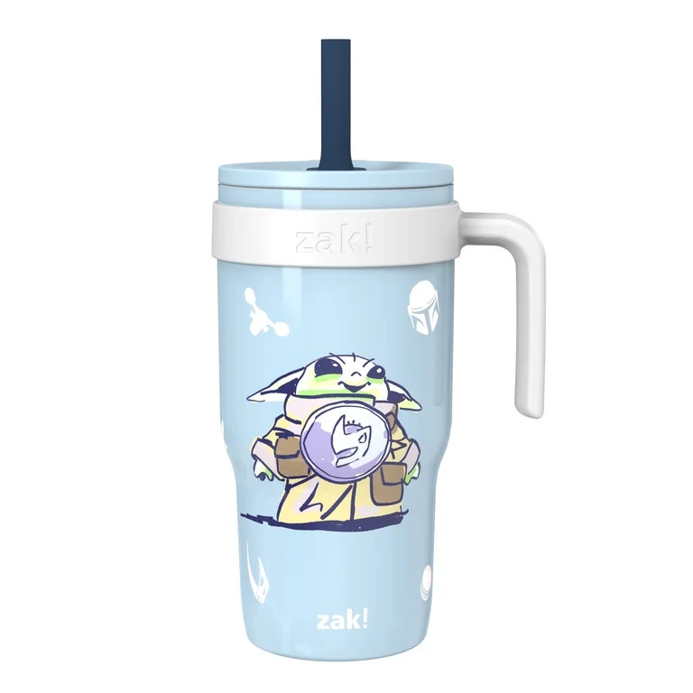 Zak Designs 18oz Mando/Grogu Double Wall Stainless Steel Cruiser Tumbler, Built in Carry Handle | Walmart (US)