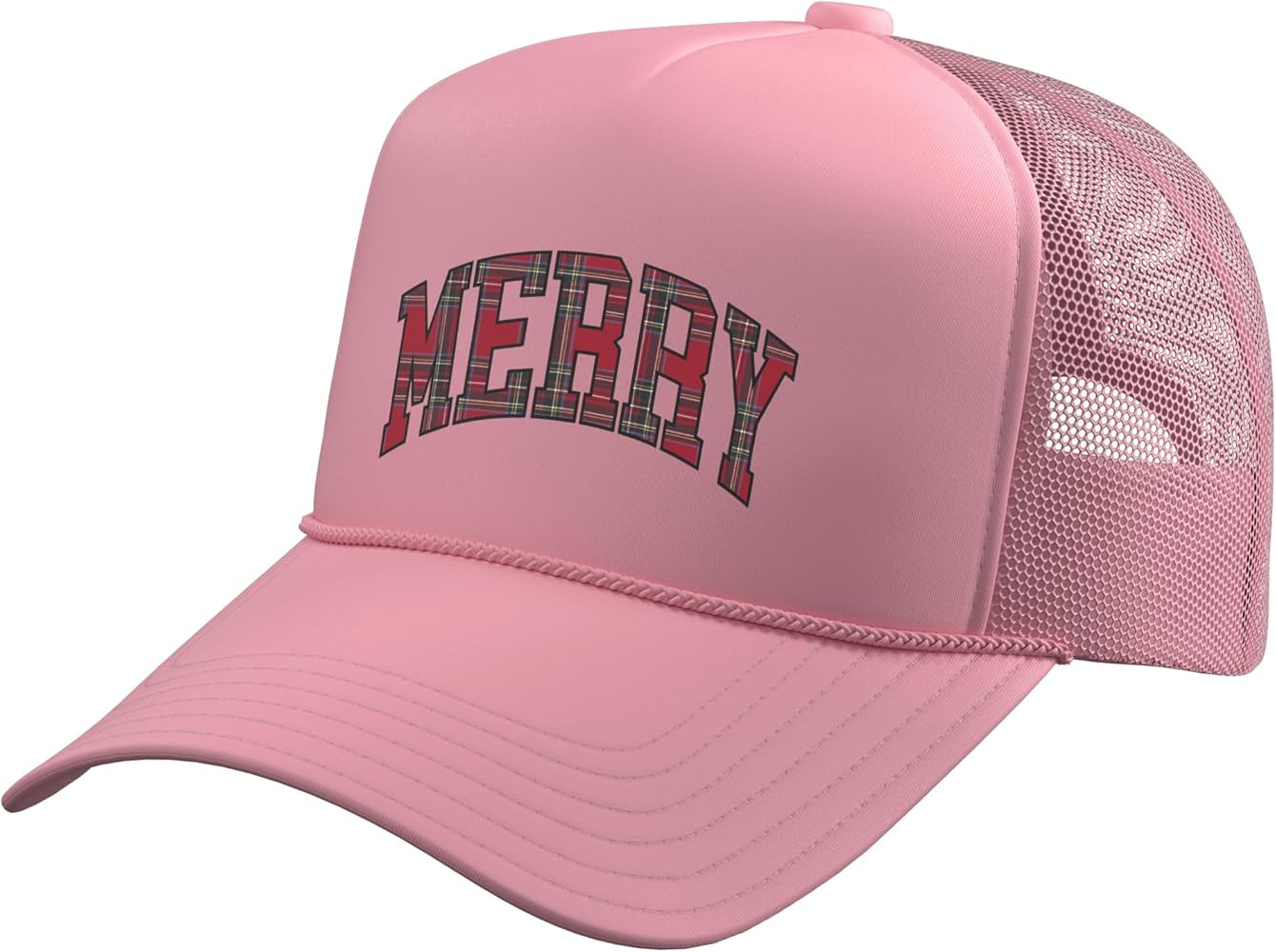 Merry Christmas Plaid Tartan Varsity Block Letter Women Kids Trucker Hat with Adjustable Mesh Bac... | Amazon (US)