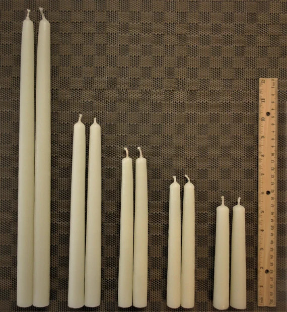 2-Hand Dipped Pure Ivory BEESWAX Taper CANDLES 100% cotton wicks, Unbleached, Unscented, Smokeles... | Etsy (US)