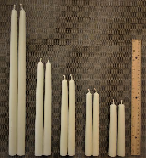 2-Hand Dipped Pure Ivory BEESWAX Taper CANDLES 100% cotton wicks, Unbleached, Unscented, Smokeles... | Etsy (US)