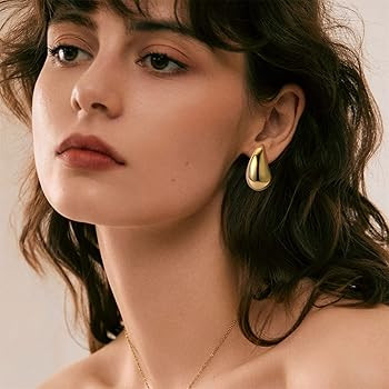 Bottega Earring Dupes Tear drop Earrings Chunky Gold Hoop Earrings for Women Lightweight Waterdro... | Amazon (US)
