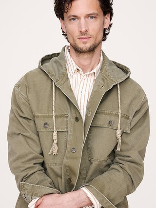 Cotton Twill Hooded Overshirt | Banana Republic (US)