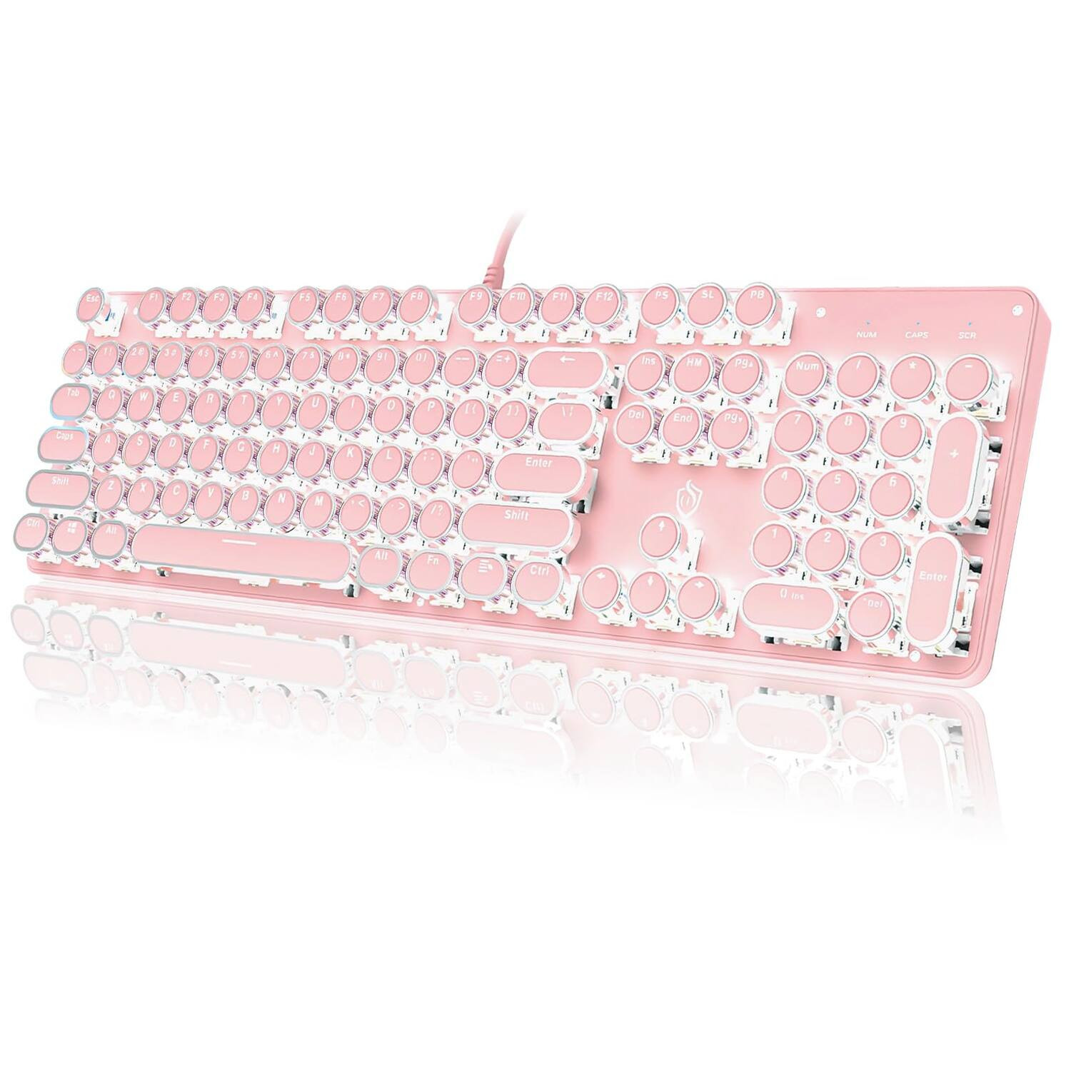 METALTON - Typewriter Style With Retro Round Keycap 104 - Writertype Keyboard 104 Pink | Best Buy U.S.