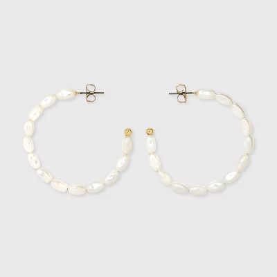 Acrylic Pearl Hoop Earrings - A New Day™ White | Target