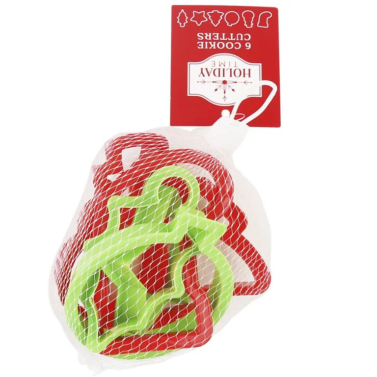 Holiday Time Christmas 6 Plastic Cookie Cutter Set Red Green - Walmart.com | Walmart (US)