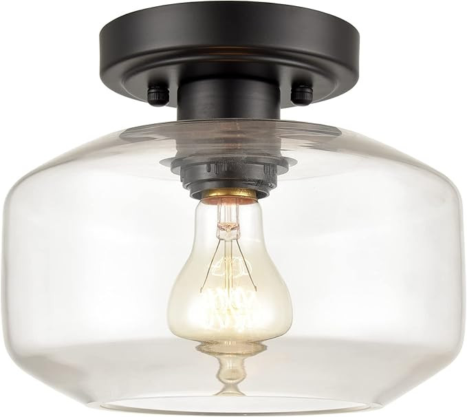 Modern Farmhouse Flush Mount Ceiling Light Black Small Hallway Light Fixtures for Laundry Room En... | Amazon (US)