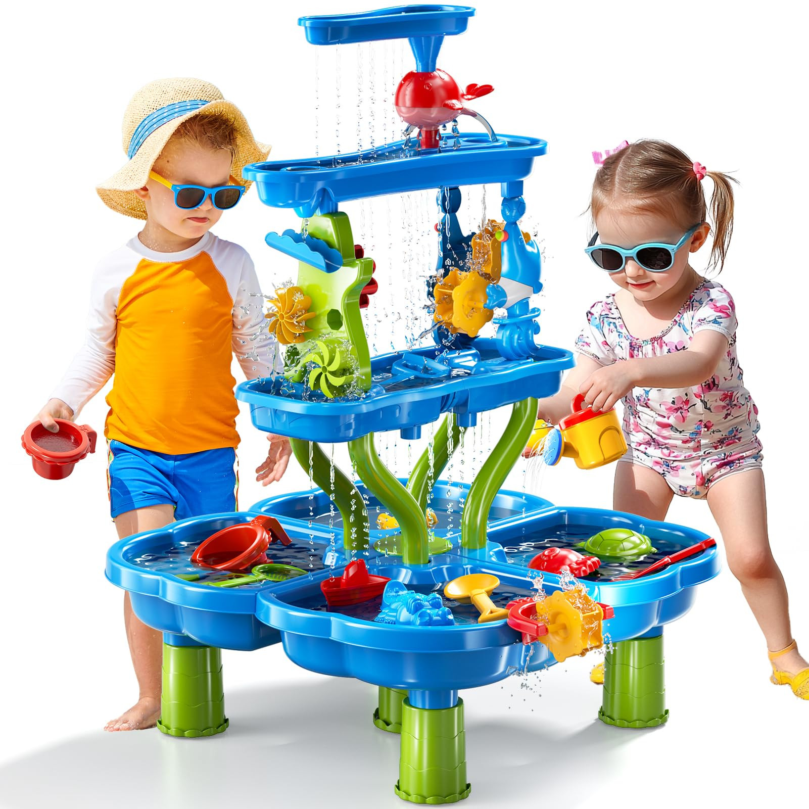 4 -Tier Kids Water Play Table for Kids Toddlers 3-5 4-8, Sand and Water Table with Rich Activity ... | Amazon (US)