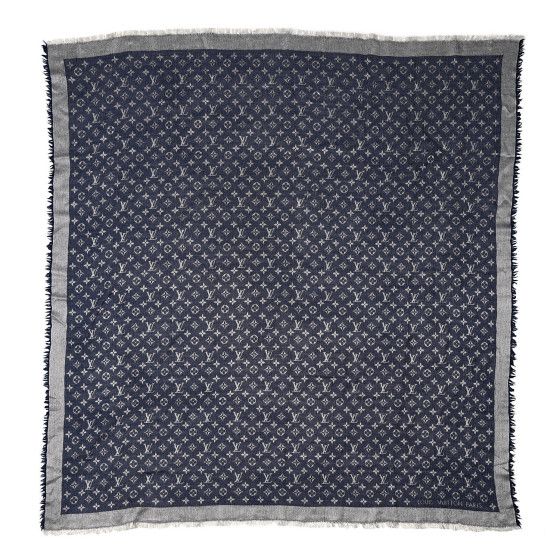 LOUIS VUITTON Silk Wool Monogram Denim Shawl Blue | FASHIONPHILE | FASHIONPHILE (US)