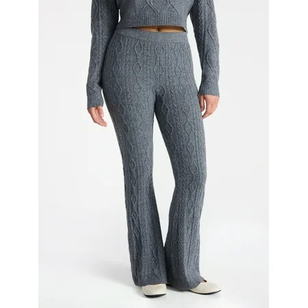 No Boundaries Cable Knit Flare Sweater Pants 29.5 Inseam Women s | Walmart (US)