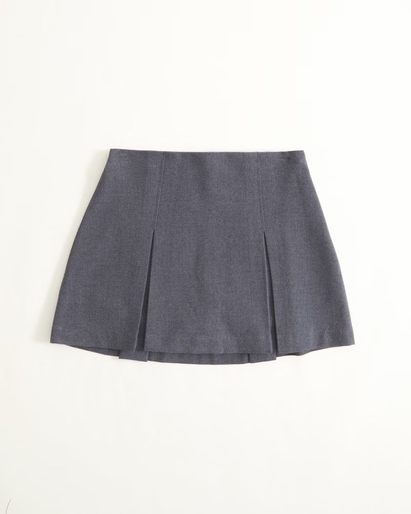 Pleated Brushed Suiting Mini Skort | Abercrombie & Fitch (US)