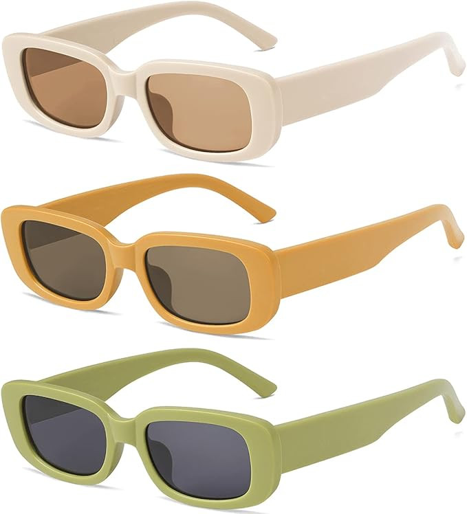 Rectangle Sunglasses for Women Black 90s Retro Sunglasses Trendy Y2K Aesthetic Sunglasses Vintage... | Amazon (US)