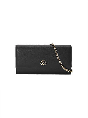 GG Marmont Leather Chain Wallet | Saks Fifth Avenue