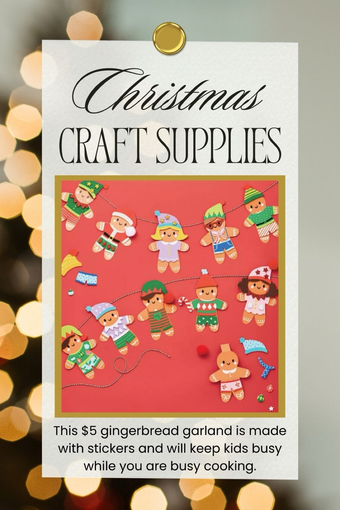 This cute gingerbread man garland is made with stickers, so there is less mess and it’s easy for kids to make on their own.

#LTKHoliday