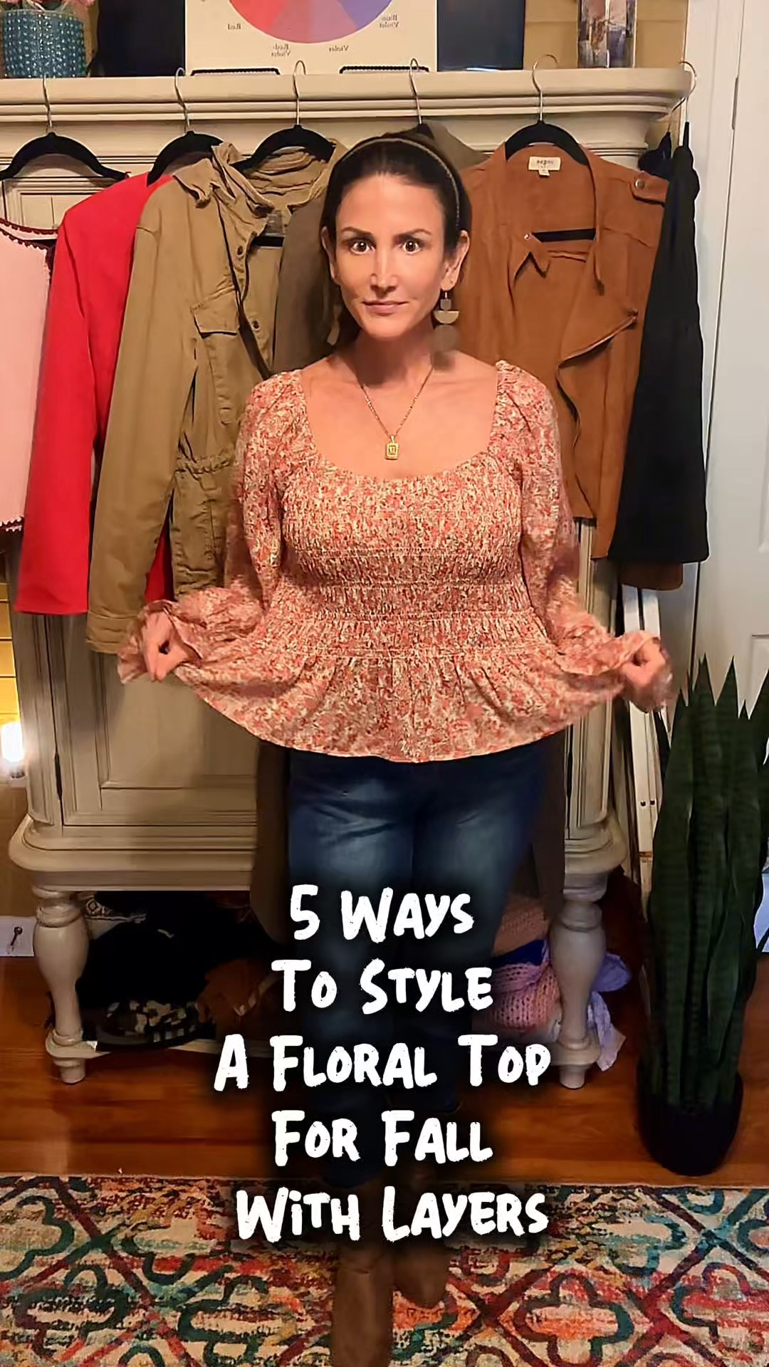 5 ways to style a floral top in fall with layers. 🧥

To style a floral top for fall with layers, incorporate autumnal colors, balance the print with neutral layers, mix in textures like suede, leather, or denim, add seasonal accessories like boots and neck scarves, and consider a complementary layering piece such as a blazer or cozy cardigan to achieve a fall-friendly look.

#fallstyle #layering #fallstyleinspo #floraltop #cardigan #blazer #sweater #vest #barnjacket #croppedjacket

#LTKSeasonal #LTKOver40 #LTKStyleTip