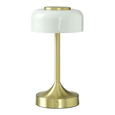 Better Homes & Gardens Portable Milk Glass Table Lamp, Rechargeable | Walmart (US)