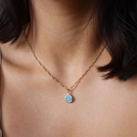 Blue Glass Pendant Necklace, Ocean Jewelry, Elegant Necklace For Her, Gold Charm Vintage Inspired Christmas Gift | Etsy (US)