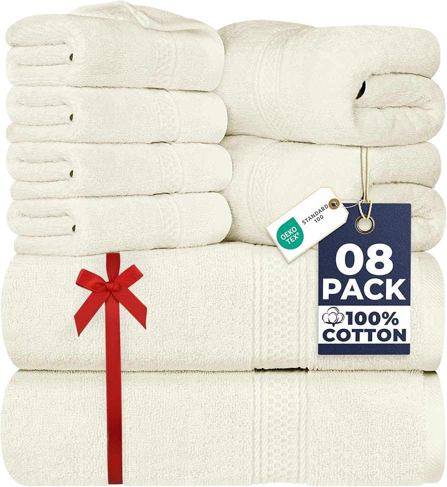 Utopia Towels 8 Piece Luxury Towel Set – Majestic Plush, Super Absorbent & Quicker-to-Dry, Thic... | Amazon (US)