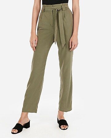 High Waisted Paperbag Ankle Pants | Express