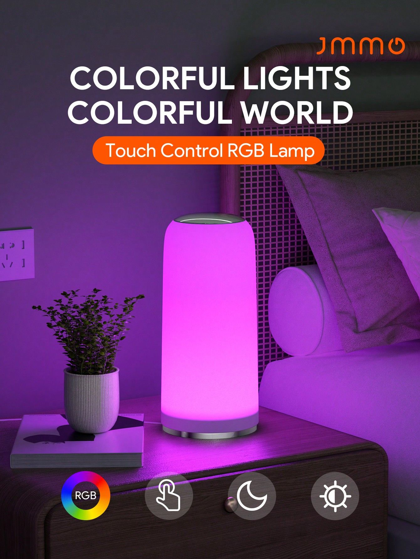JMMO RGB Touch-Sensitive Table Lamp,Smooth Touch Control,RGB Display & Lighting Memory For Bedroo... | SHEIN