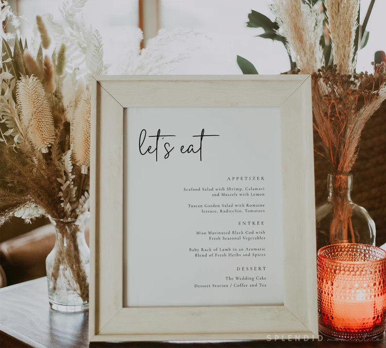 Modern Let's Eat Wedding Buffet Menu Sign Template, Simple Buffet Wedding Menu Sign Template, Edi... | Etsy (US)