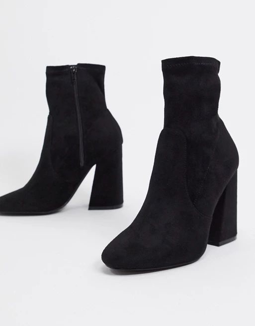 ASOS DESIGN Echo heeled sock boots in black | ASOS (Global)