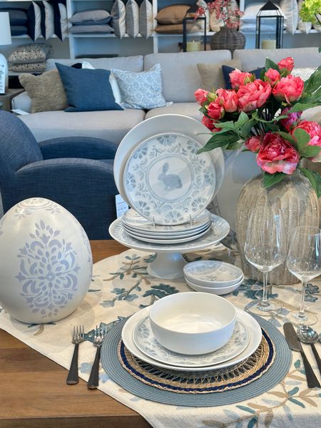 Easter decor, Easter table setting blue and white dinnerware blue dishes bunny plates Easter eggs Easter tablescape spring decor 

#LTKsalealert #LTKunder50 #LTKhome