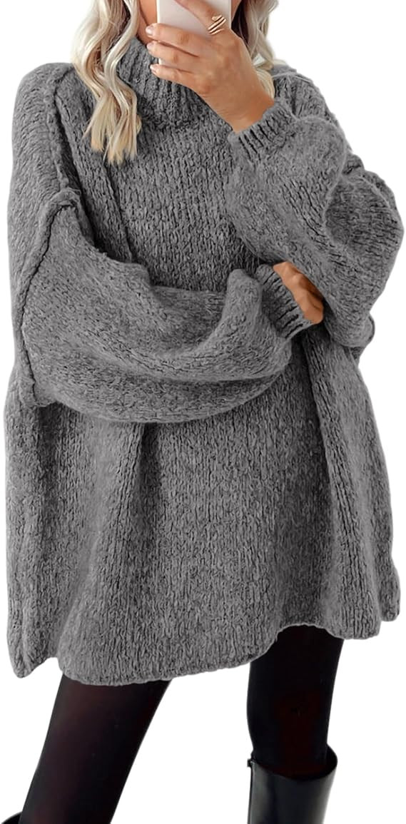 BTFBM Women's Long Pullover Sweaters 2024 Fall Winter Mock Neck Long Sleeve Thick Oversized Casua... | Amazon (US)