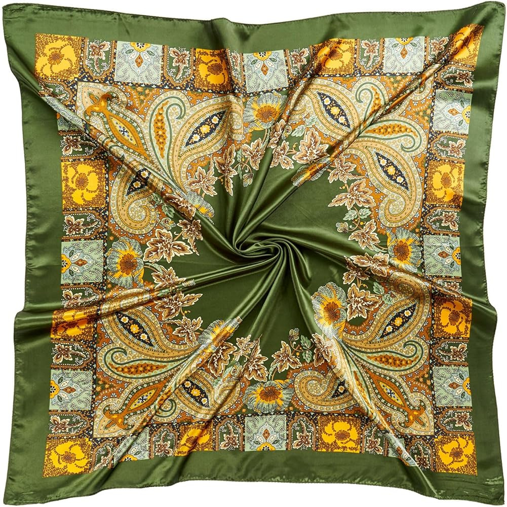 35"x35" Like Silk Head Scarf for Women Satin Feel Large Square Scarf for Hair Wrapping and Sleepi... | Amazon (US)