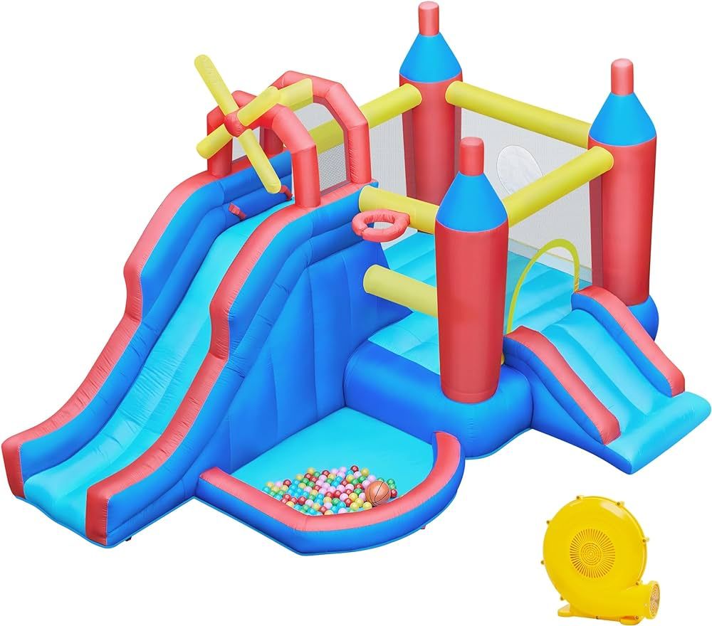 Yaheetech Inflatable Bounce House, 7-in-1 Bouncy Castle Combo w/Ball Pit & Bouncing Area & Slides... | Amazon (US)