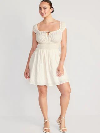 Waist-Defined Floral-Eyelet Mini Dress for Women | Old Navy (CA)