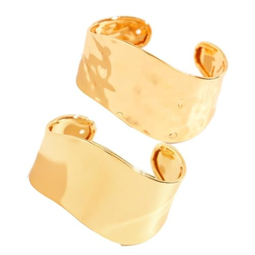 KunJoe Chunky Gold Cuff Bracelet Arm Cuff Upper Gold Bangle Chunky Gold Bracelet Open Irregular Statement Bracelets for Women Jewelry(hammered Arm cuffs) | Amazon (US)