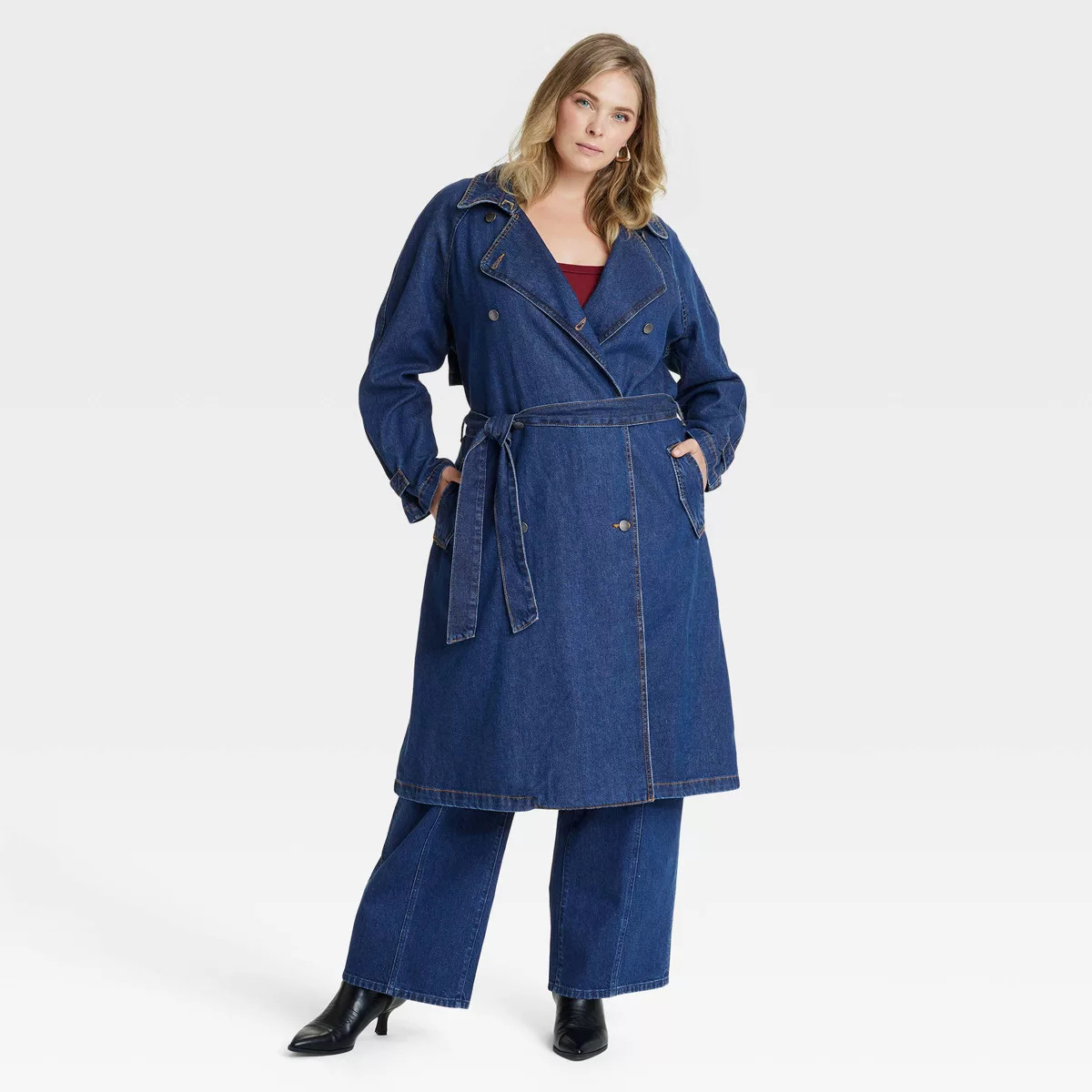 Women's Denim Trench Coat - Universal Thread™ Dark Wash | Target