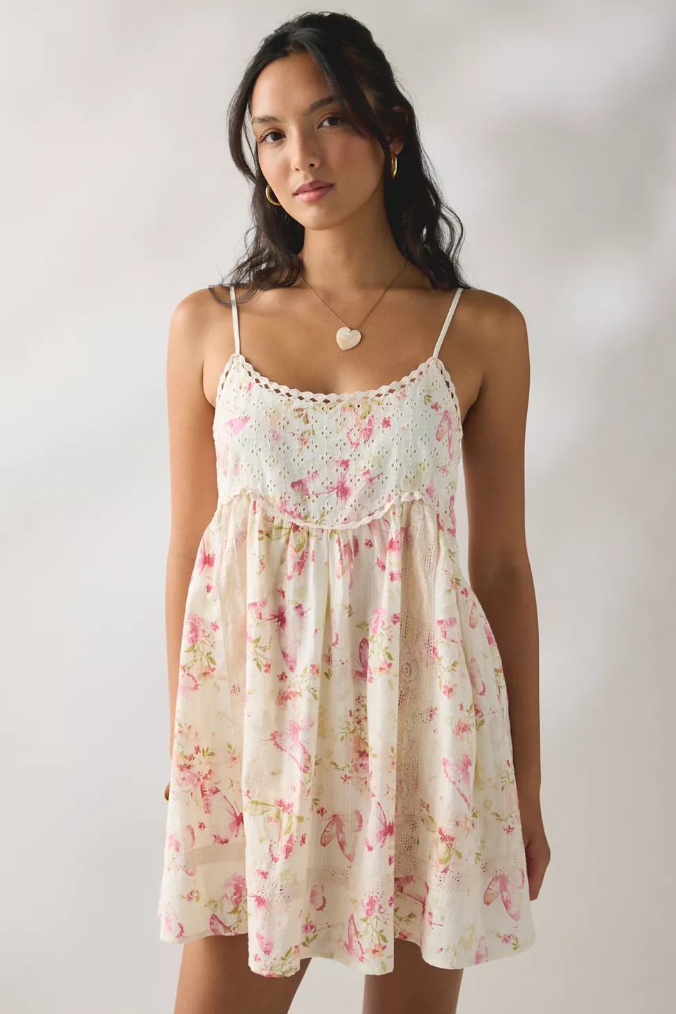 Kimchi Blue Lucky In Lace Tie-Back Babydoll Mini Dress | Urban Outfitters (US and RoW)