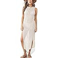 Bsubseach Crochet Cover Ups for Women Hollow Out Sleeveless Bikini Swimsuit Swimwear Side Split L... | Amazon (US)