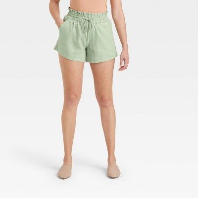 Women&#39;s High-Rise Pull-On Shorts - A New Day&#8482; Green S | Target