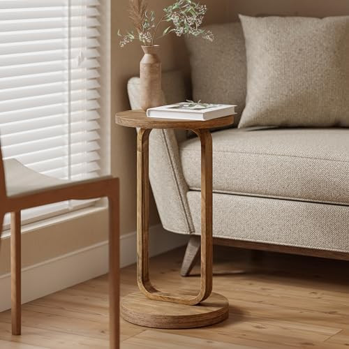 COZAYH Farmhouse Round End Table, Minimalist Small Drink Table, Natural | Rustic Wood Plant Stand... | Amazon (US)