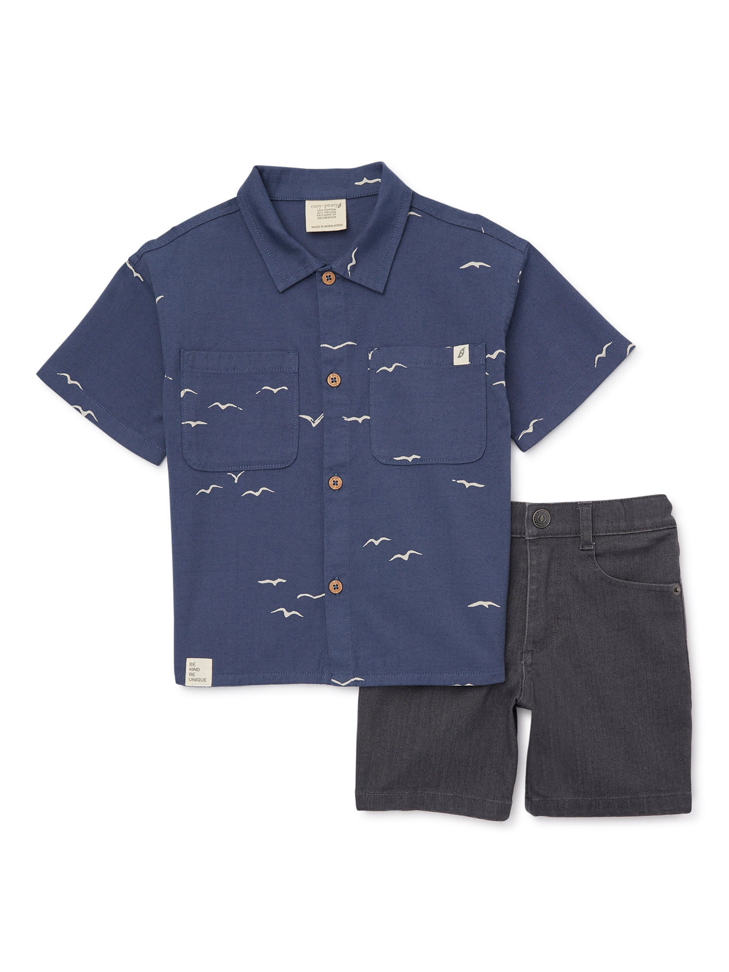 easy-peasy Baby and Toddler Boys Print Camp Shirt and Shorts Outfit Set, 2-Piece, Sizes 12M-5T | Walmart (US)