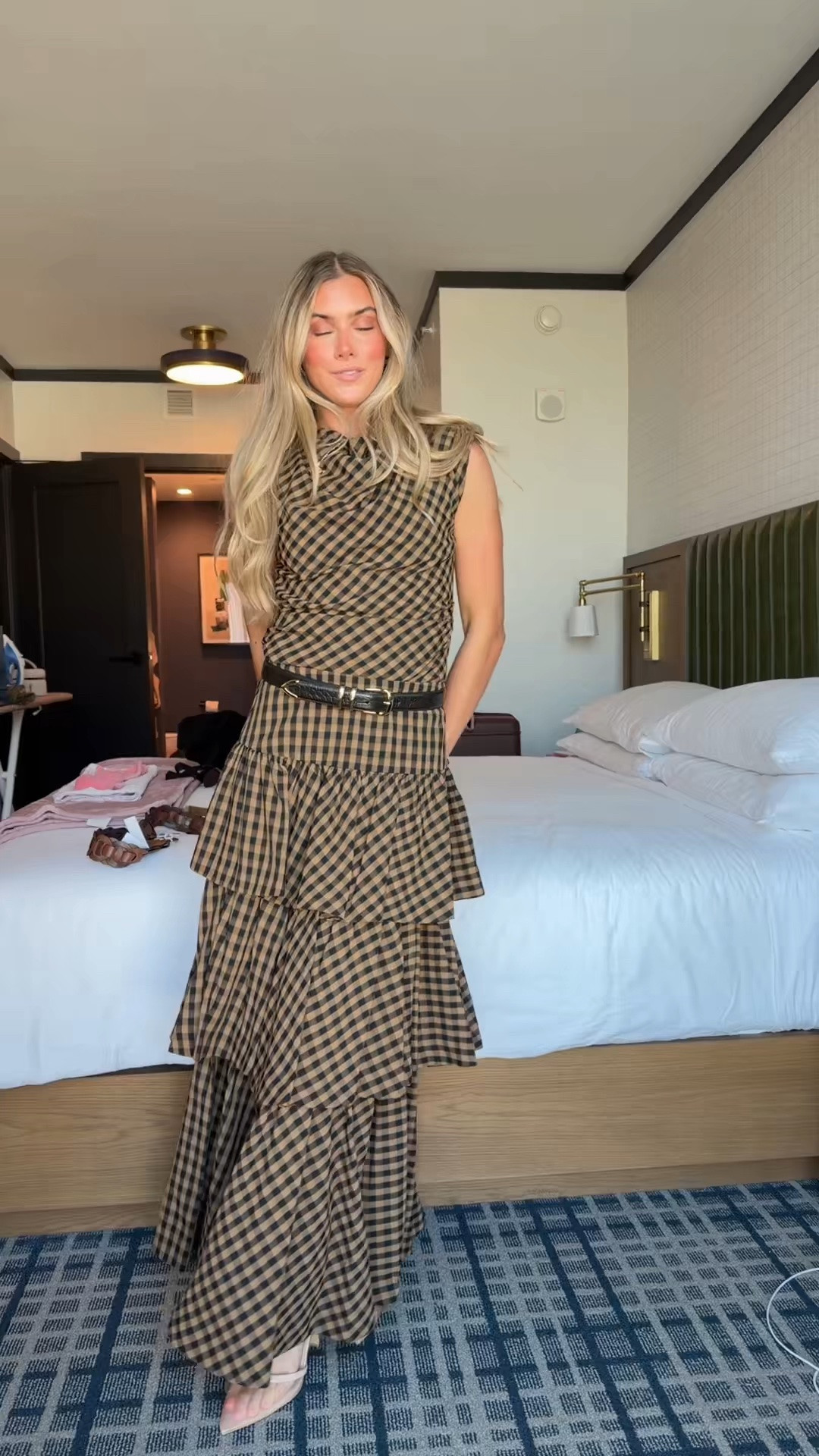 My LTK con conference outfit for the second day. Went with the fall inspo! I had on my @dillards  Antonio Melani
Sutton Gingham Cowl Neckline Cap Sleeve Coordinating Blouse size 0 and Antonio Melani Maia Gingham Tiered Belted Coordinating Skirt. My belt is Amazon! I paired it with my Amazon heels but it would also be cute with cowboy boots.

#LTKootd #LTKCon #LTKdayinmylife
