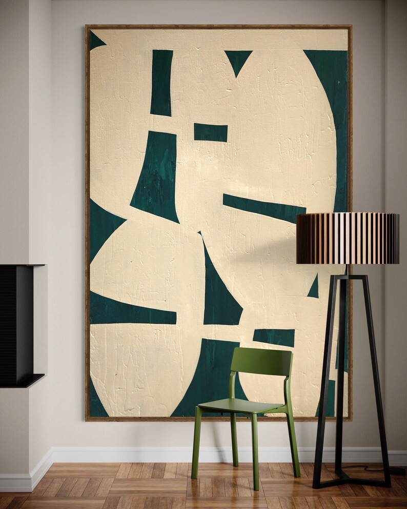 Extra Large Abstract Painting Minimalist Painting Green Abstract Painting Mid Century Modern Art ... | Etsy (US)