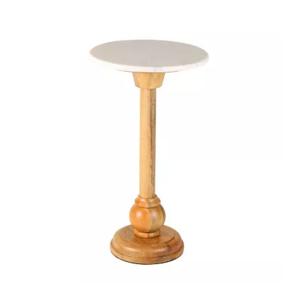 Bee & Willow™ Home 12-Inch Round Side Table in Natural/White Marble | Bed Bath & Beyond | Bed Bath & Beyond